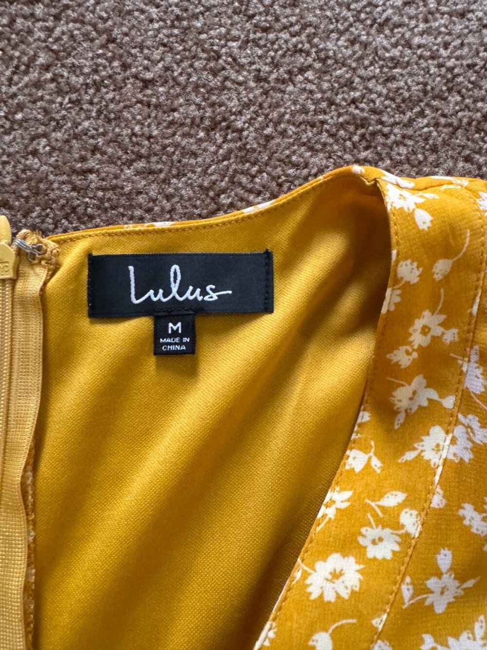 Lulus Mustard Yellow Floral Wrap Midi Dress Size M Button Front - Picture 3 of 5